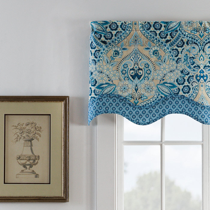 Waverly Moonlit Shadows Geometric Cotton Scalloped 52'' Window Valance